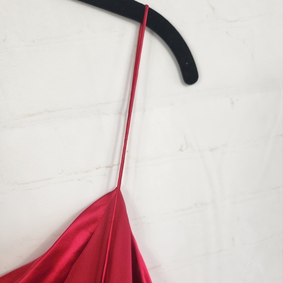 Cinq à Sept Ryder Asymmetrical Tie Mini Cocktail Glam Silk Slip Dress Red Small - Picture 12 of 16
